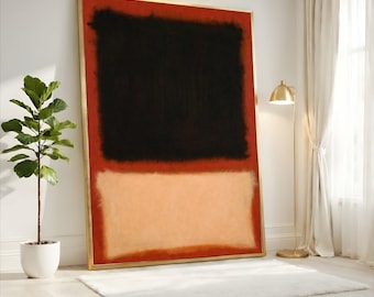 Mark Rothko Deep Black, Terracotta and Soft Peach Color Field Canvas Print, Minimalist Abstract Wall Art, Bold Modern Decor