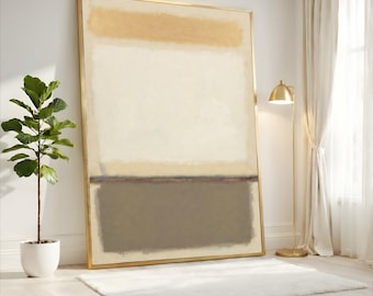 Mark Rothko Cream Beige Taupe Abstract Canvas, Neutral Minimalist Wall Art, Large Modern Decor
