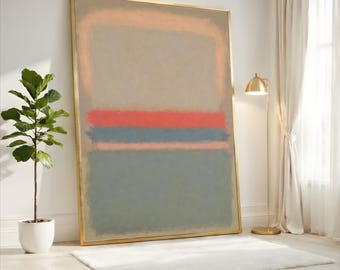 Mark Rothko Beige, Coral, Muted Blue and Sage Green Color Field Canvas Print, Minimalist Abstract Wall Art, Modern Soft Decor
