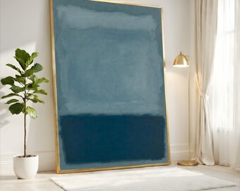 Mark Rothko Soft Blue and Deep Teal Color Field Canvas Print, Minimalist Abstract Wall Art, Modern Calm Home Decor