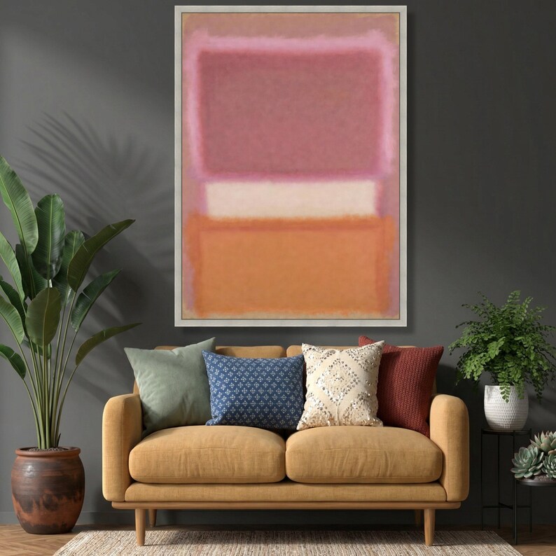 Mark Rothko Blush Pink Peach Abstract Canvas, Soft Pastel Wall Art, Large Modern Minimalist Decor image 5