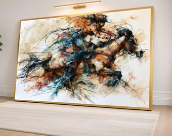 Dynamic Equestrian Wall Art, Colorful Horse Riding Canvas Print for Horse Lovers, Perfect for Home or Office Decor, horse wall art