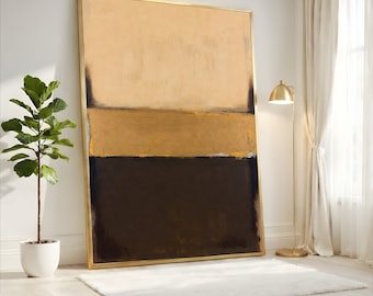 Mark Rothko Cream Brown Abstract Canvas, Neutral Earth Tone Wall Art, Large Modern Minimalist Decor
