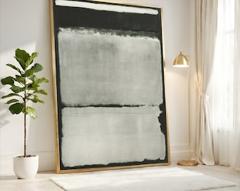 Mark Rothko Leinwanddruck, Schwarz, Grau und Weiß Farbfeld, minimalistische abstrakte Kunst, modernes, neutrales Dekor