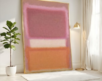 Mark Rothko Blush Pink Peach Abstract Canvas, Soft Pastel Wall Art, Large Modern Minimalist Decor