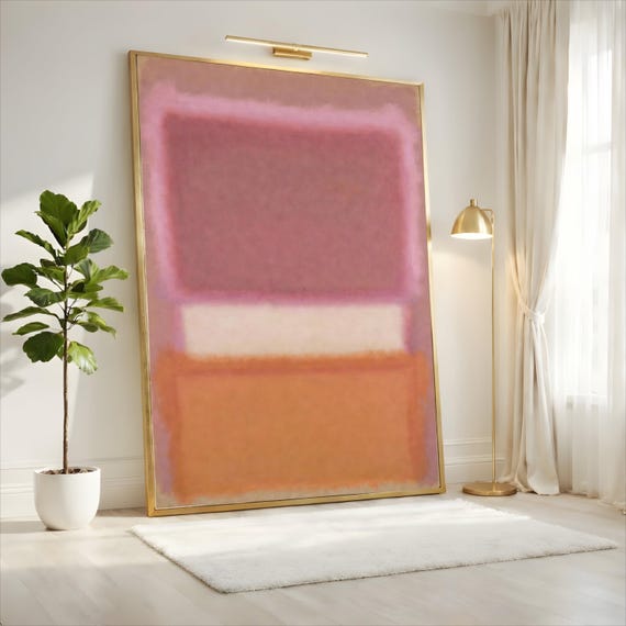 Mark Rothko Blush Pink Peach Abstract Canvas, Soft Pastel Wall Art, Large Modern Minimalist Decor