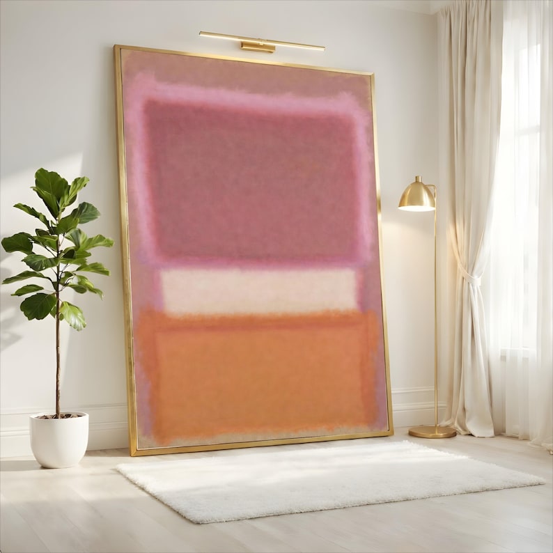 Mark Rothko Blush Pink Peach Abstract Canvas, Soft Pastel Wall Art, Large Modern Minimalist Decor image 1
