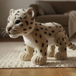 Schema realistico per amigurumi di una pantera nera, tutorial per realizzare un giocattolo giaguaro all'uncinetto realistico