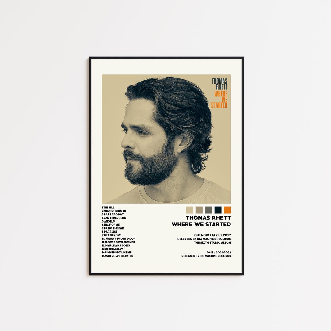 Thomas Rhett Singer Poster Thomas Rhett Poster / Where We Started Poster / Album Cover Poster ...