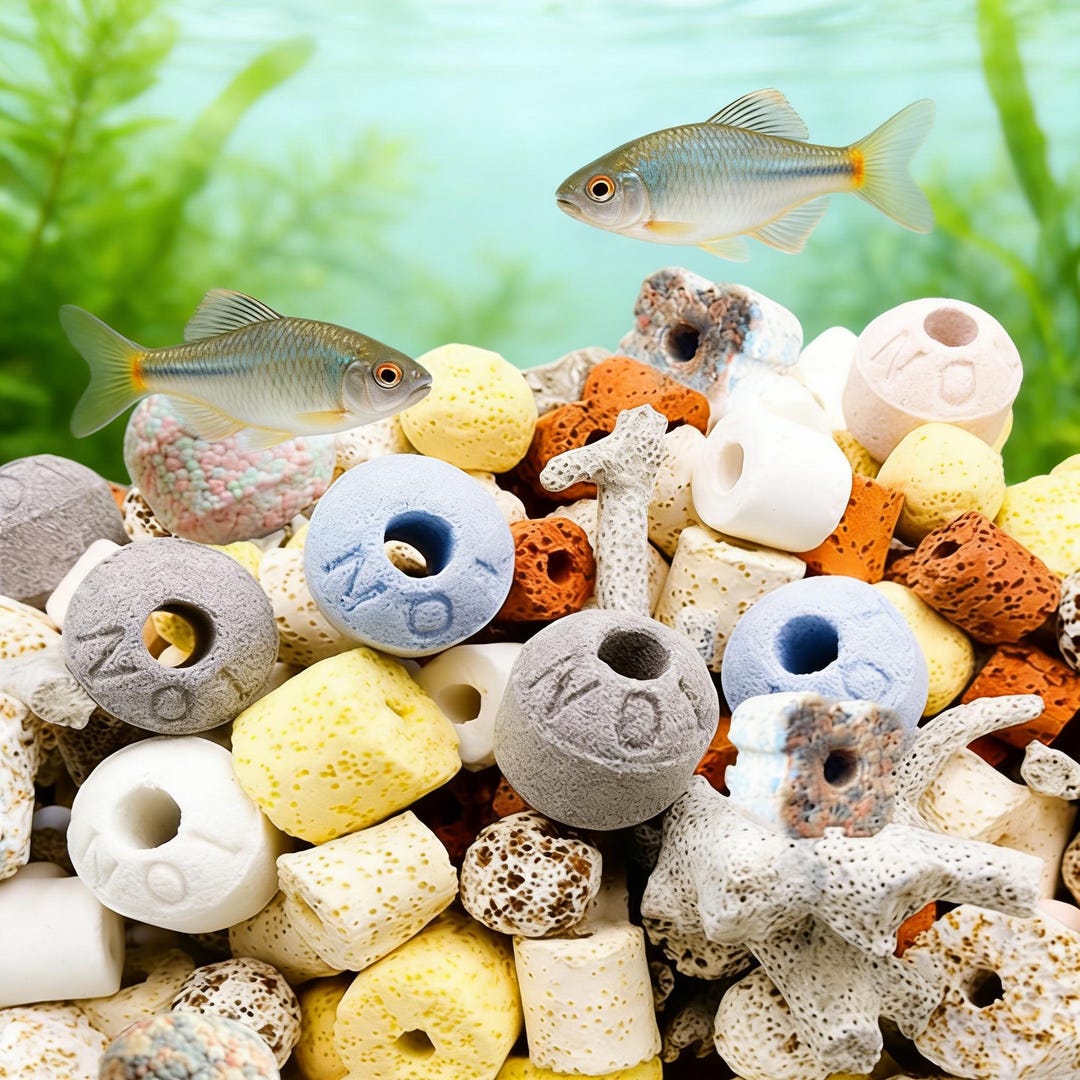 13-in-1 Aquarium Bio Filter Media Set, Ceramic Rings, Lava Rocks, Clear ...