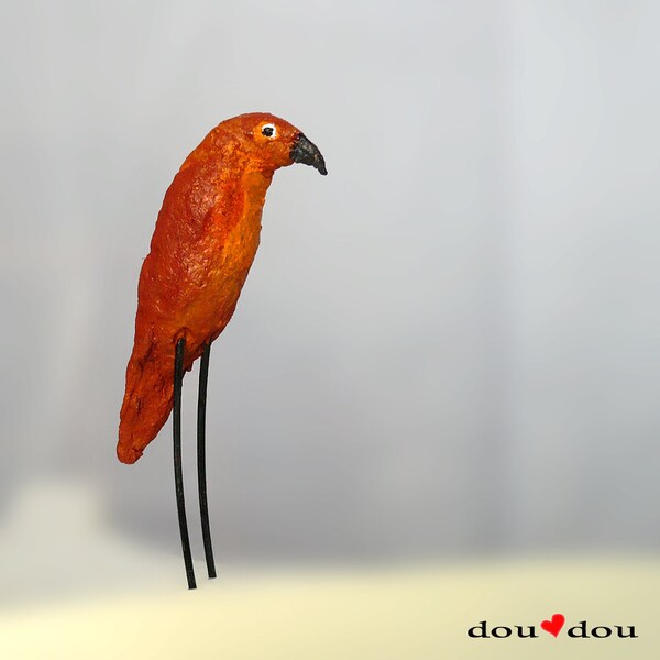 Orange Bird - Miniature Bird Sculpture