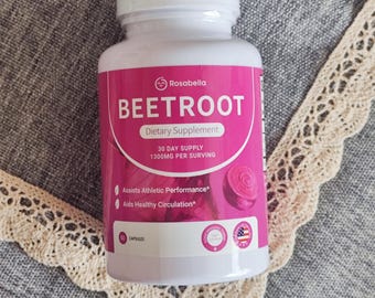 Rosabella Beetroot Supplement 1300mg, Athletic Performance & Circulation Support