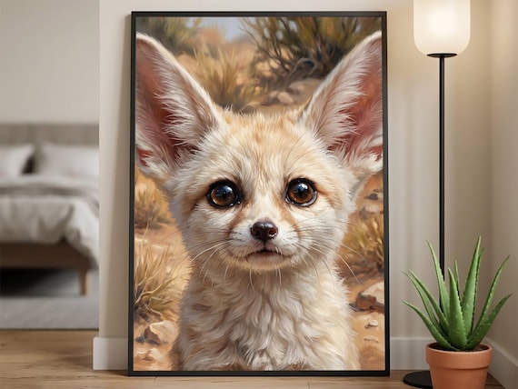 Endearing Fennec Fox oil style gallery wall art print