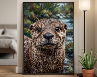 Vertederende galeriewandkunstprint in otteroliestijl