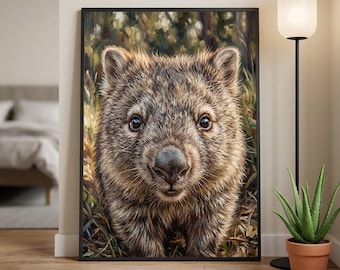 Vertederende muurkunstprint in Wombat-oliestijl