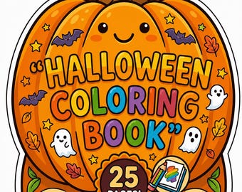 Libro para colorear de Halloween para niños, 25 páginas imprimibles, páginas para colorear de Halloween, actividad de Halloween para niños, regalo imprimible de Halloween