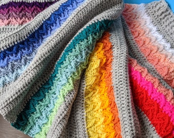 Crochet pattern, A silver rainbow blanket crochet pattern (292) INSTANT DOWNLOAD