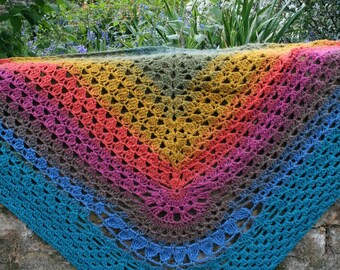 Crochet patterns, Colour wheel scarf crochet pattern 259 Crochet shawl pattern