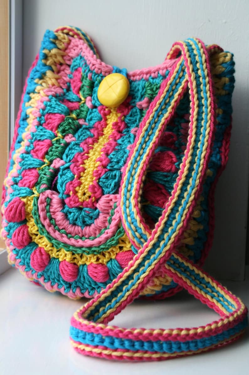 Crochet pattern, crochet bag pattern, crochet color bag pattern, granny crochet bag pattern 166 Instant Download image 1