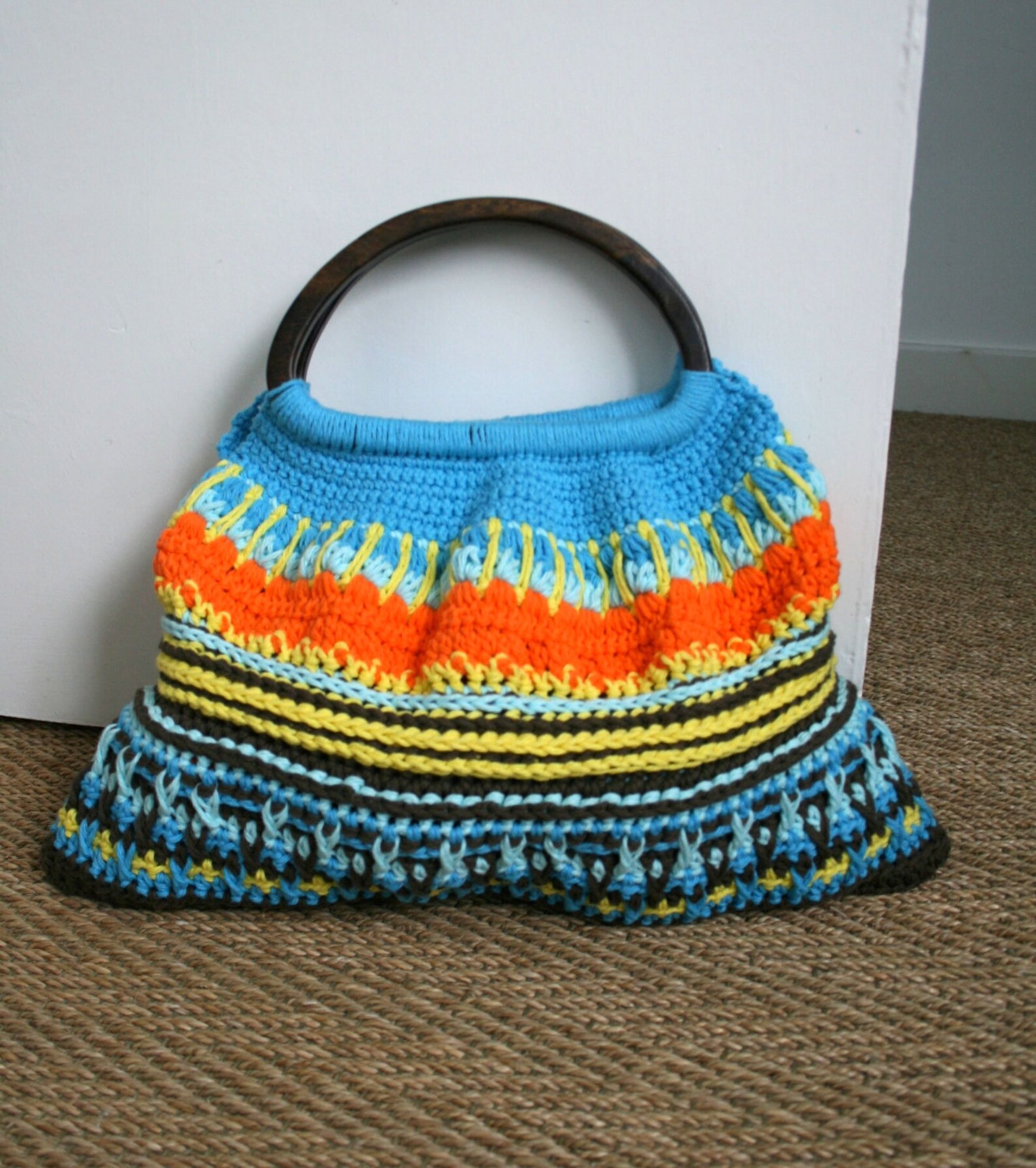 Crochet Pattern Wooden Handle Crochet Purse Retro Style Etsy
