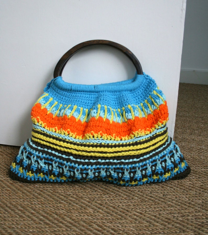 Crochet Pattern Wooden Handle Crochet Purse Retro Style Etsy