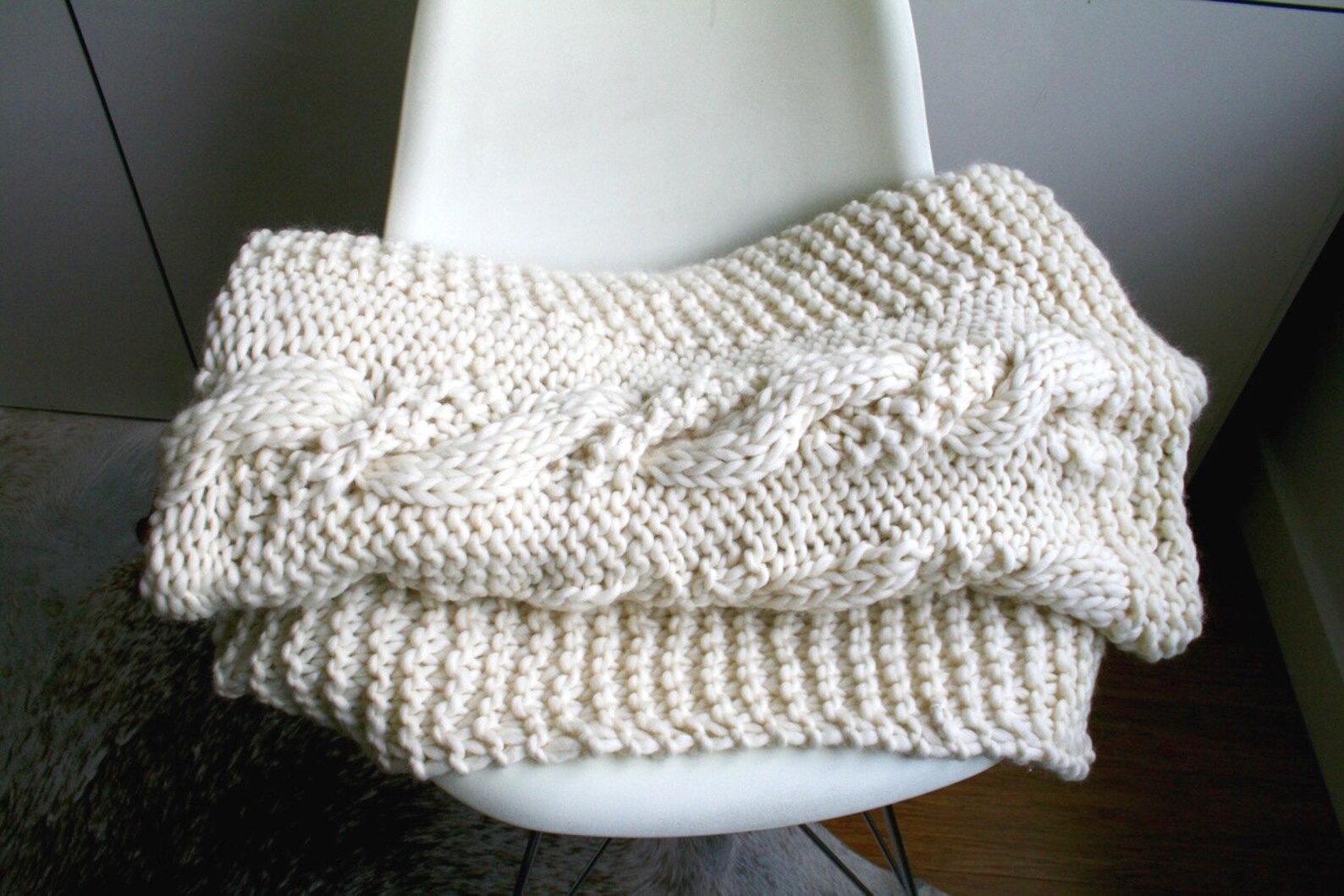KNITTING PATTERN Super Chunky Blanket Knitting Pattern Cable Etsy UK