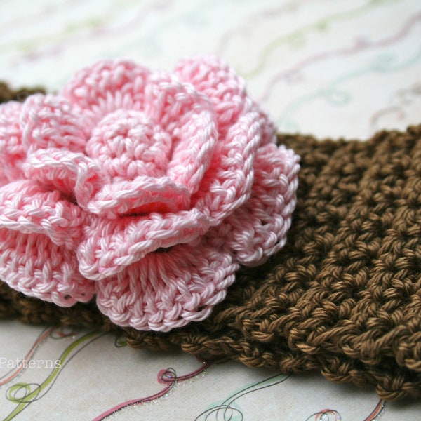 Crochet patterns, baby headband pattern, INSTANT DOWNLOAD crochet flower headband baby pattern (99)