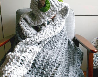 Crochet blanket pattern, Sleepy Afghan Crochet pattern, hooded blanket crochet pattern (263) INSTANT DOWNLOAD