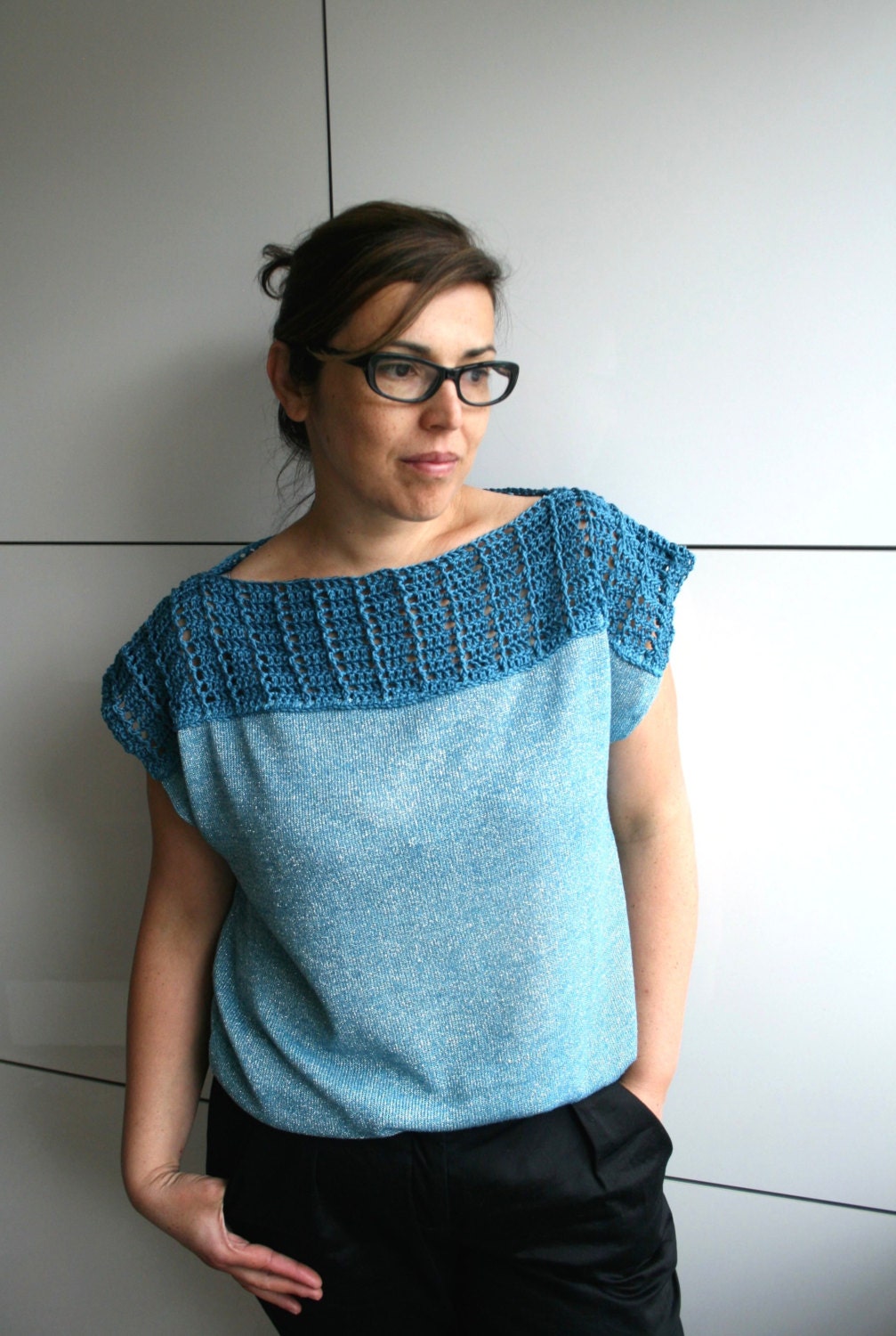 Crochet Pattern Blue Wave Crochet and Fabric T-shirt Women - Etsy UK