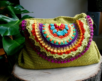 Crochet pattern, Boho Beaded crochet bag pattern 275, tote pattern,  Instant Download