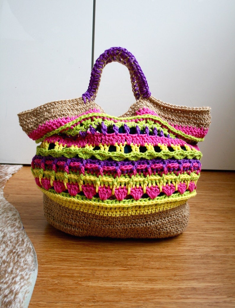 Crochet pattern, market shopper bag pattern, granny crochet bag pattern, crochet shopper pattern 234 Instant Download image 1