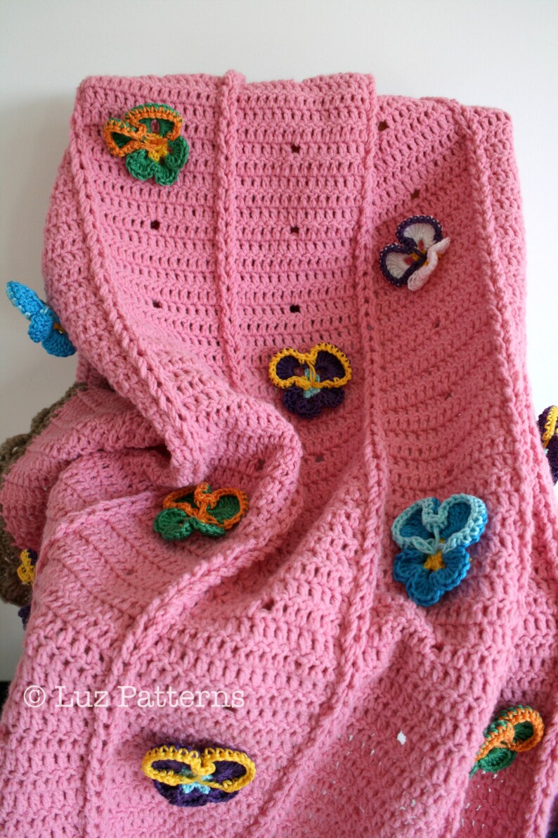 CROCHET PATTERN Baby blanket crochet pattern pansy flower baby | Etsy