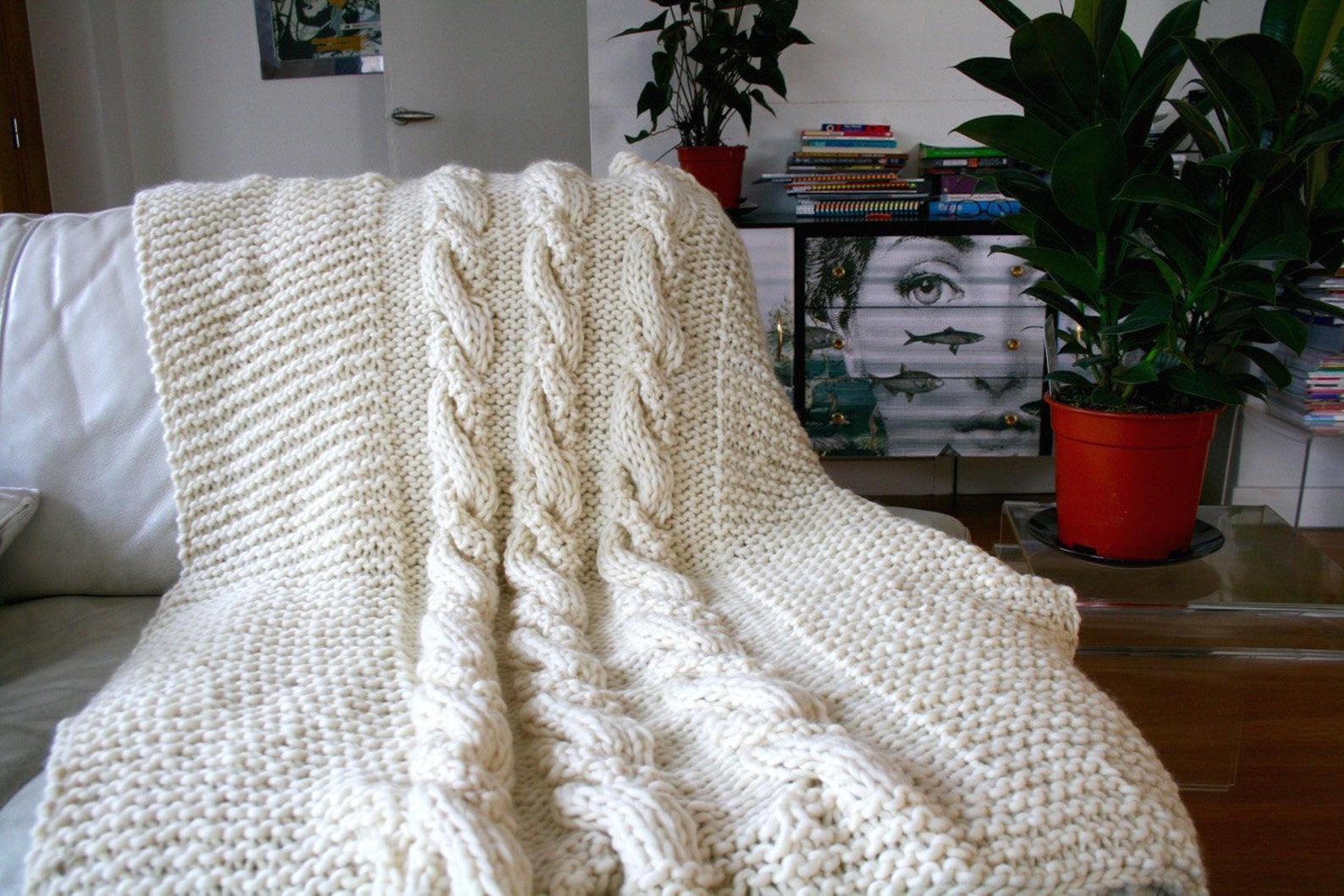 KNITTING PATTERN Super Chunky Blanket Knitting Pattern Cable Etsy UK