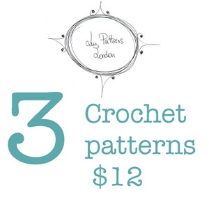 CROCHET PATTERN, Crochet Patterns choice any 3 patterns for only 12 dollars image 1