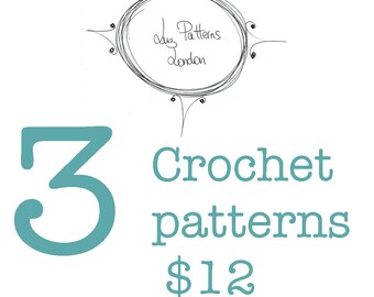 CROCHET PATTERN, Crochet Patterns choice any 3 patterns for only 12 dollars