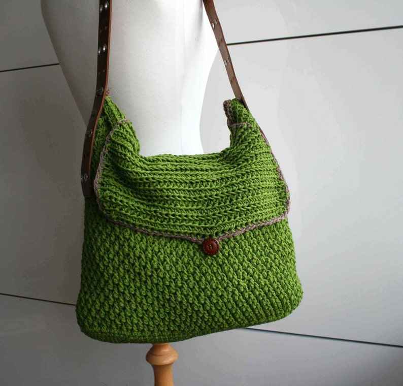 Crochet Pattern Crochet Bag Pattern Leather Handle Carry All Etsy