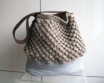 City Tote crochet pattern upcycled leather bag, tote crochet purse 273 Instant Download