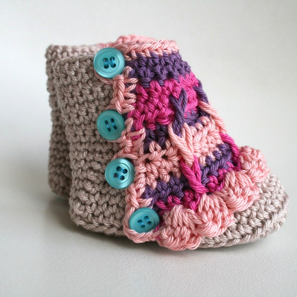 Crochet pattern, crochet baby pattern, crochet baby booties pattern,INSTANT DOWNLOAD crochet colourful baby booties (212)