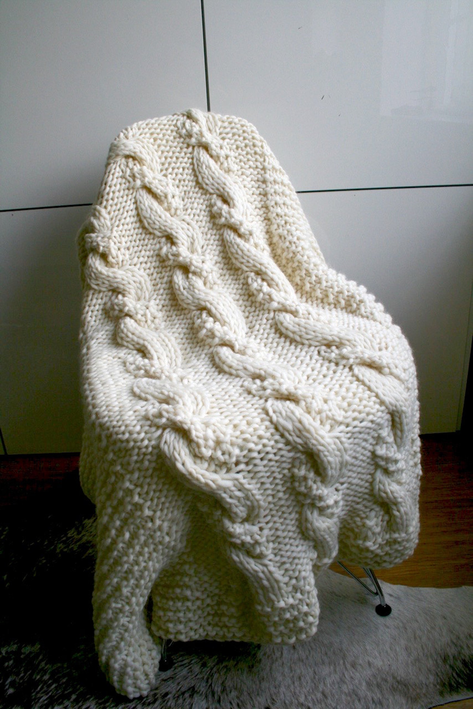 KNITTING PATTERN Super Chunky Blanket Knitting Pattern Cable Etsy UK