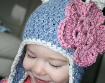 Crochet pattern, crochet cat hat pattern baby hat pattern cat hat pattern with earflaps includes INSTANT DOWNLOAD