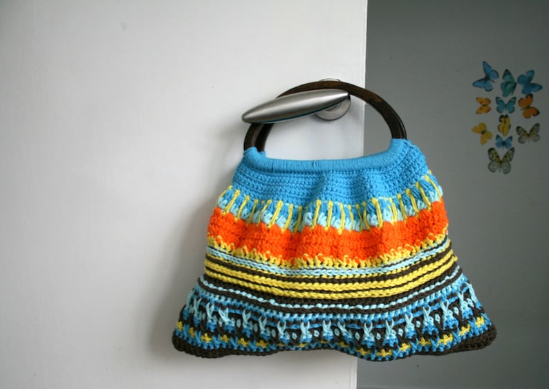 Crochet Pattern Wooden Handle Crochet Purse Retro Style Etsy