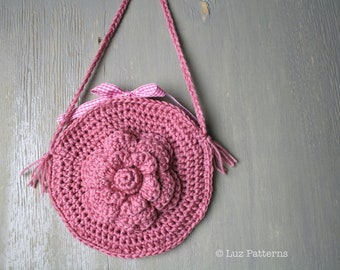 Crochet bag pattern crochet girls flower purse pattern, crochet tote pattern (98) INSTANT DOWNLOAD