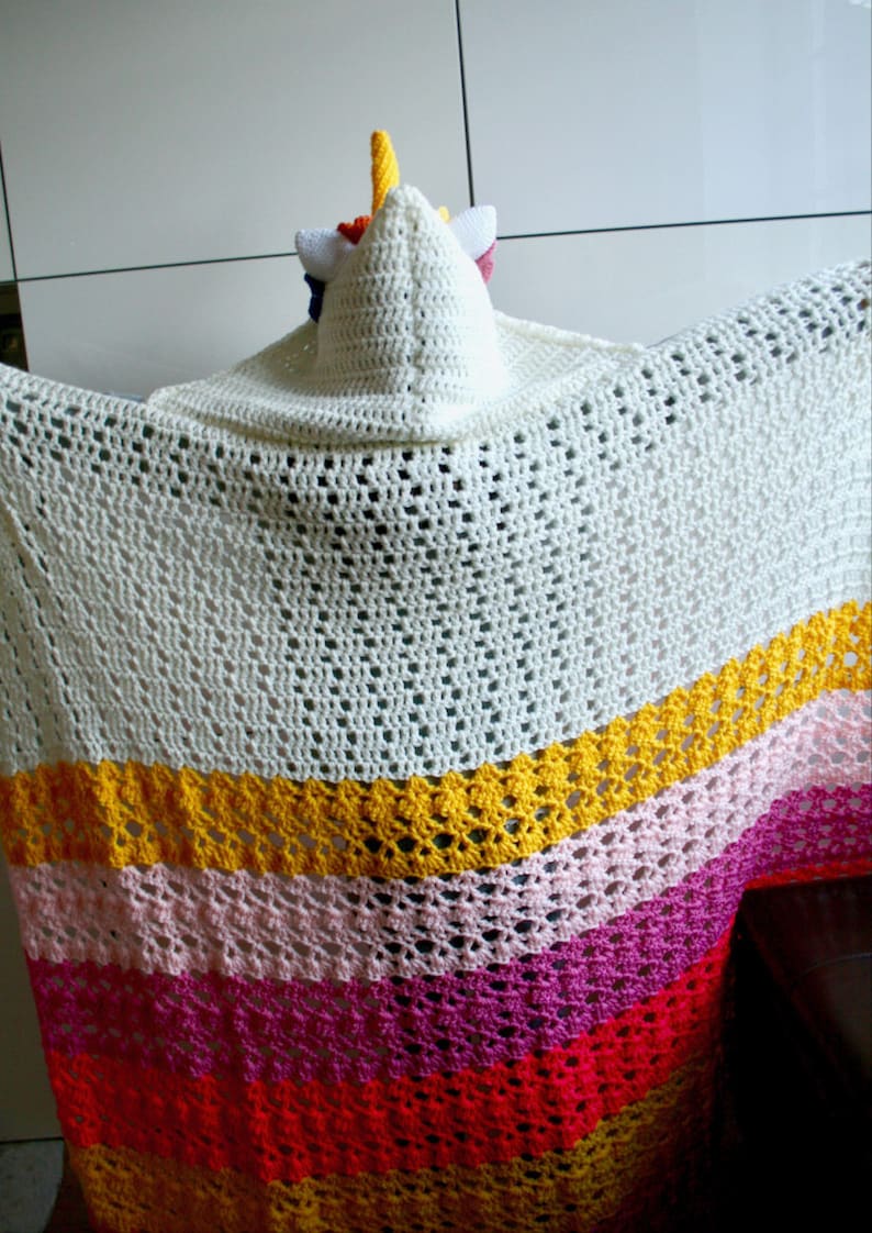 Unicorn hooded blanket crochet pattern, Unicorn amigurumi flowers hooded blanket crochet pattern 271 INSTANT DOWNLOAD image 5