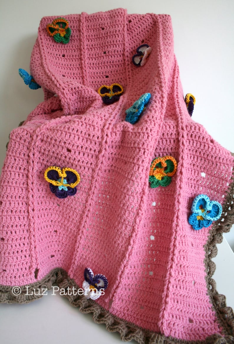 CROCHET PATTERN Baby blanket crochet pattern pansy flower baby | Etsy