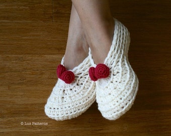 Crochet slippers pattern, home shoes women Christmas crochet pattern, home slippers pattern (114) INSTANT DOWNLOAD