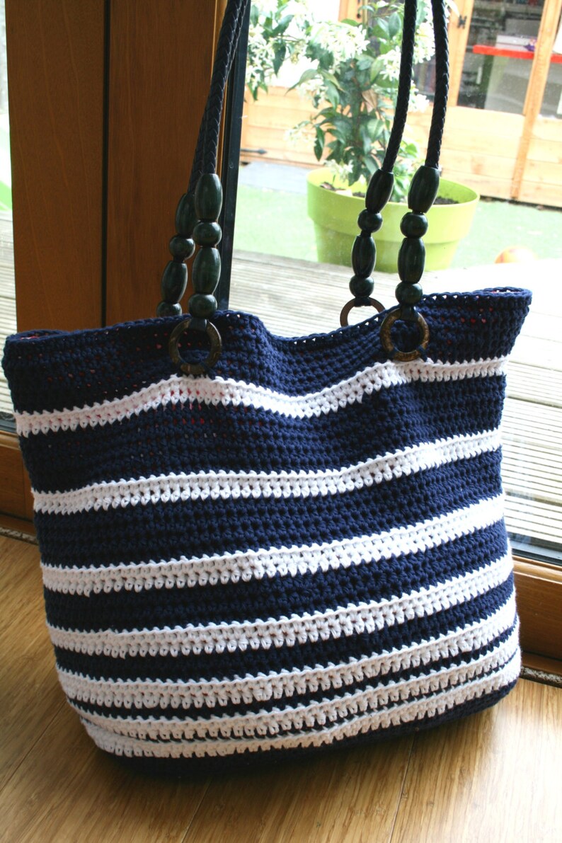 CROCHET PATTERN motif de sac à main au crochet, motif de sac nautique au crochet, motif de crochet fourre-tout d'été, entièrement doublé Téléchargement instantané 216 image 5