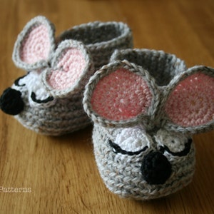 Crochet Pattern, Crochet baby booties pattern, sleepy mouse booties pattern INSTANT DOWNLOAD image 4