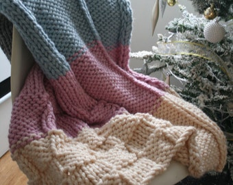 KNITTING PATTERN, Cozy winter blanket 12 Instant download