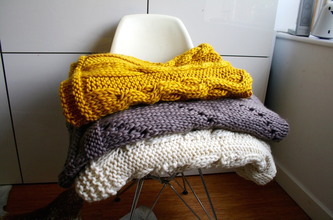 KNITTING PATTERN Super Chunky Blanket Knitting Pattern Cable Etsy UK