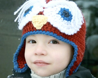 Crochet Pattern, Owl hat pattern boy hat pattern boy animal hat pattern includes 4 sizes from newborn to adult (29)